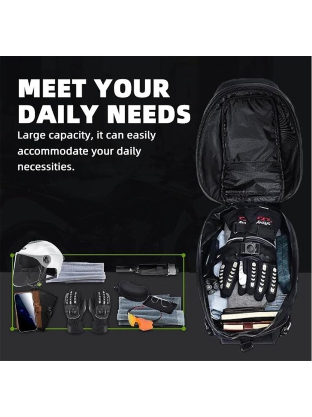 New 38L Motorcycle Tail Bag Seat Helmet Large Capacity Motorcycle Backpack - Picture 4 of 6